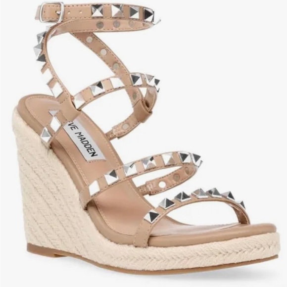 Steve Madden Studded Wedges Mali Tan - Picture 5 of 5